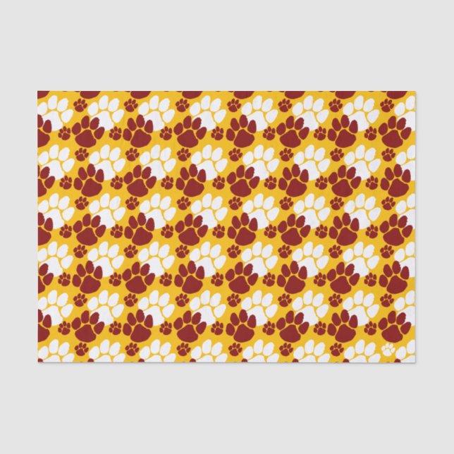 Papel De Seda Pequeñas huellas de marrón y oro (Anverso)