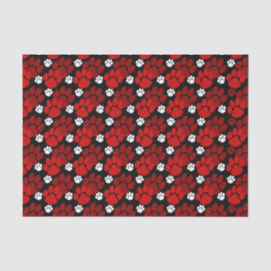 Papel De Seda Pequeñas huellas rojas y negras