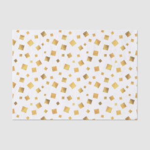Papel De Seda Pequeñas plazas de oro en blanco elegante