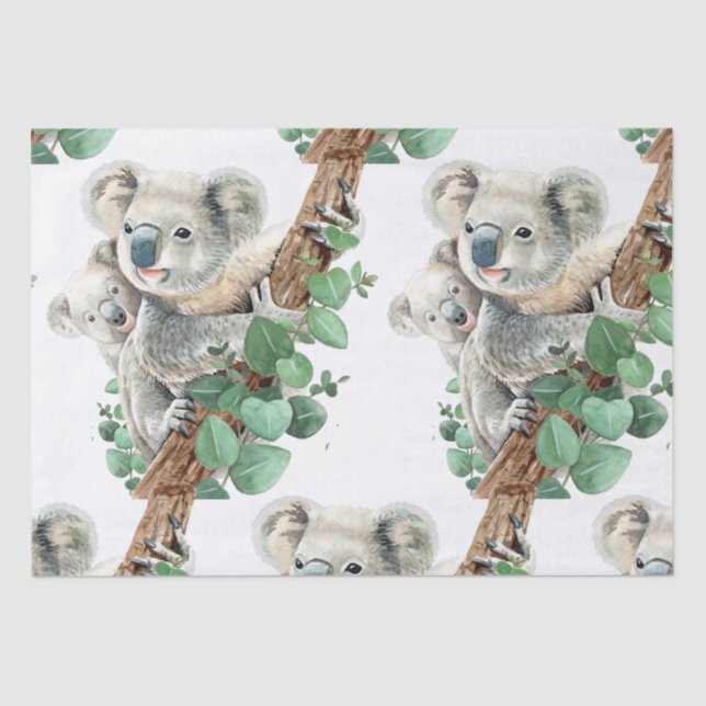 Papel De Seda Pequeño Koala lindo oso arte animal australiano (Anverso)