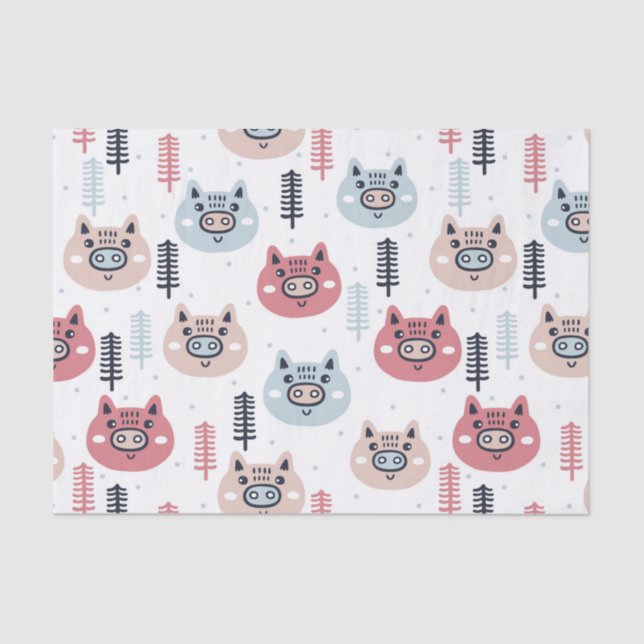 Papel De Seda Pequeño navidad Piggies festivo (Anverso)