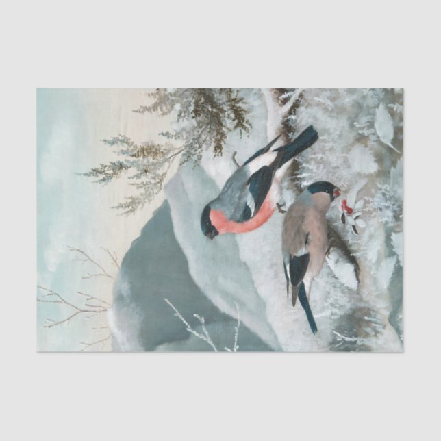 Papel De Seda Pequeño pájaro lindo - Bullfinch, arte (Anverso)