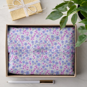 Papel De Seda Pequeño patrón floral blanco azul rosa adorable