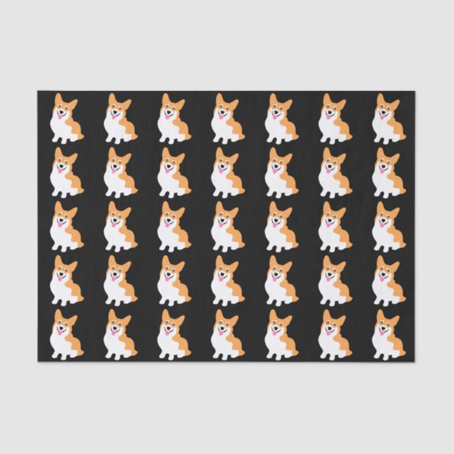 Papel De Seda Pequeño perrito sonriente lindo del Corgi (Anverso)