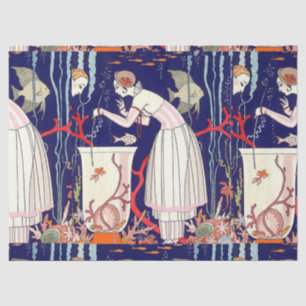 PAPEL DE SEDA PEQUEÑO PESCADO, MODA DE BELLEZA ART DECO