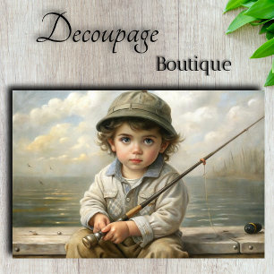 Papel De Seda Pequeño pescador: Inocencia costera decoupage