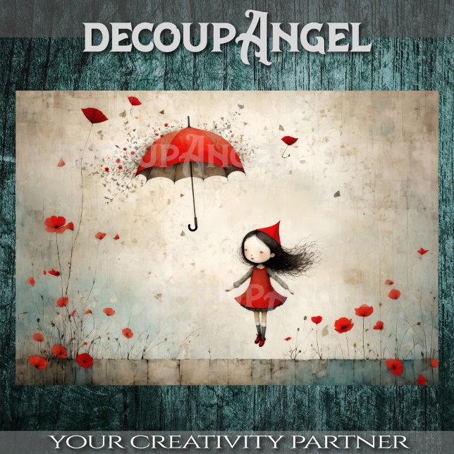 Papel De Seda Pequeño rojo con paraguas y cachorros - Desnudar - (Subido por el creador)