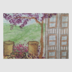 Papel De Seda Pequeño vagón con flores