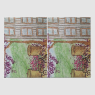 Papel De Seda Pequeño vagón con flores