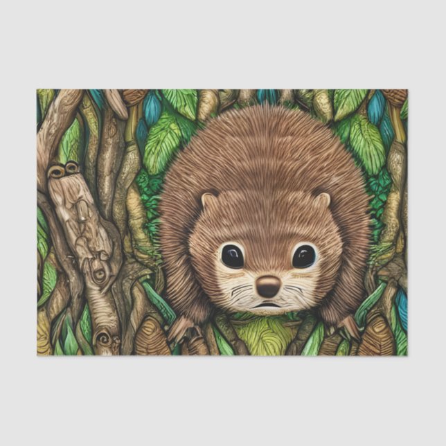 Papel De Seda Pequeño y adorable castor de bebé (Anverso)