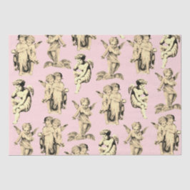 Papel De Seda Pequeños ángeles pesimistas cupido en rosa