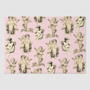 Papel De Seda Pequeños ángeles pesimistas cupido en rosa