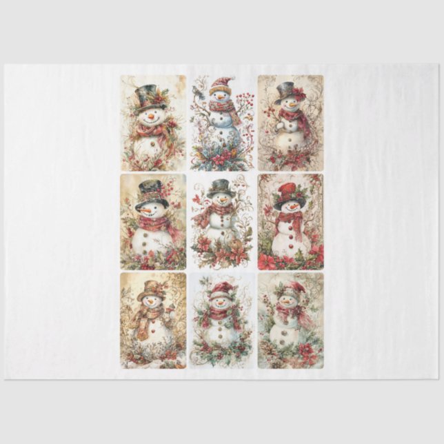 Papel De Seda Pequeños artesanos Snowman (Anverso)