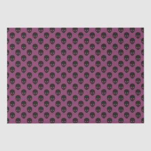 Papel De Seda Pequeños cráneos rosados y negros patrón Halloween