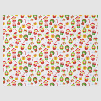 Papel De Seda Pequeños elfos con adornos navideños impecables