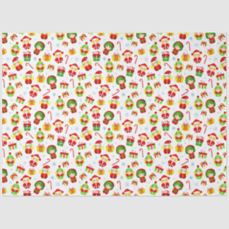 Papel De Seda Pequeños elfos con adornos navideños impecables