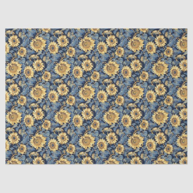 Papel De Seda Pequeños girasoles Art Nouveau de 10 libras, 17"x2 (Anverso)