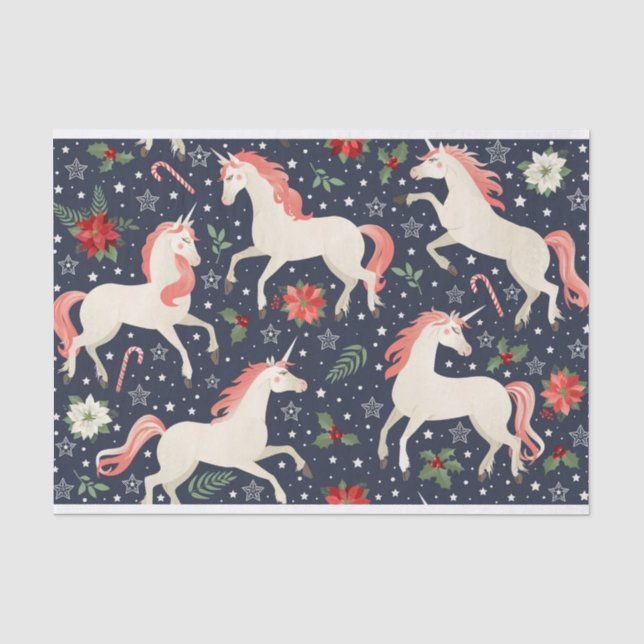 Papel De Seda Pequeños Navidades celebran Unicornios (Anverso)