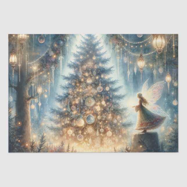 Papel De Seda Pequeños Navidades hadas en un bosque encantado (Anverso)