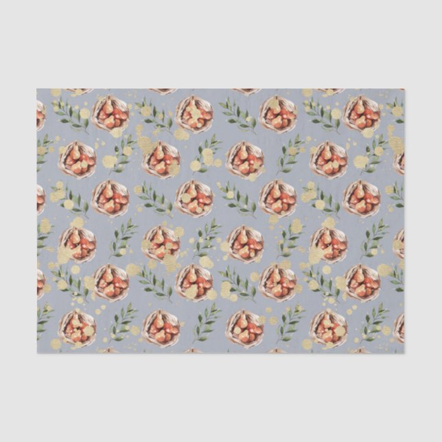 Papel De Seda Peras en una cesta con fondo azul (Anverso)