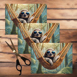 Papel De Seda Pereza divertida con gafas de sol en una hamaca,