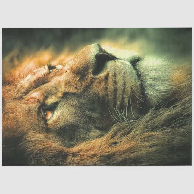 Papel De Seda Perfil de león majestuoso de descomposición (Anverso)