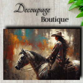 Papel De Seda Perfil de vaquera en decoupage