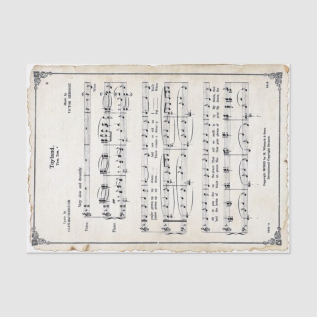 Papel De Seda Pergamino de Navidades musicales de chapa de Toyla (Anverso)