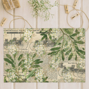 Papel De Seda Periódico Botánico Vintage