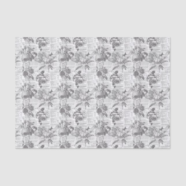 Papel De Seda Periódico Floral Ephemera (Anverso)