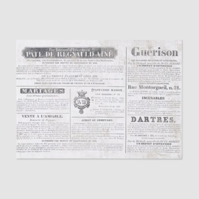 Papel De Seda Periódico francés anuncia desenlace del matrimonio (Anverso)