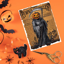 Papel De Seda Periódico Grim Reaper Jack o’ Lantern Halloween