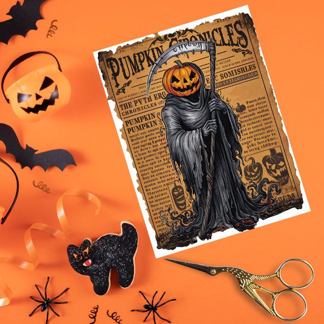 Papel De Seda Periódico Grim Reaper Jack o’ Lantern Halloween (Subido por el creador)