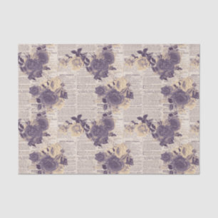 Papel De Seda Periódico Purple Floral