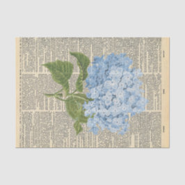 Papel De Seda Periódico vintage con decoración de flores azules