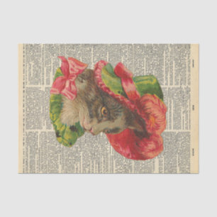 Papel De Seda Periódico vintage con desalojo Gorra con gato