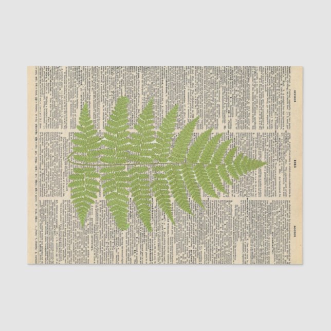 Papel De Seda Periódico vintage con página verde (Anverso)
