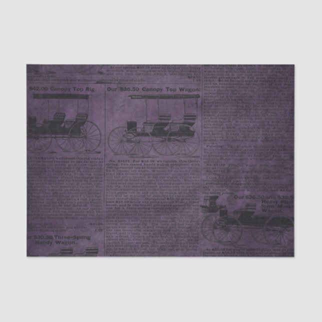 Papel De Seda Periódico Vintage morado (Anverso)