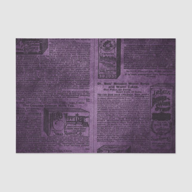 Papel De Seda Periódico Vintage morado (Anverso)