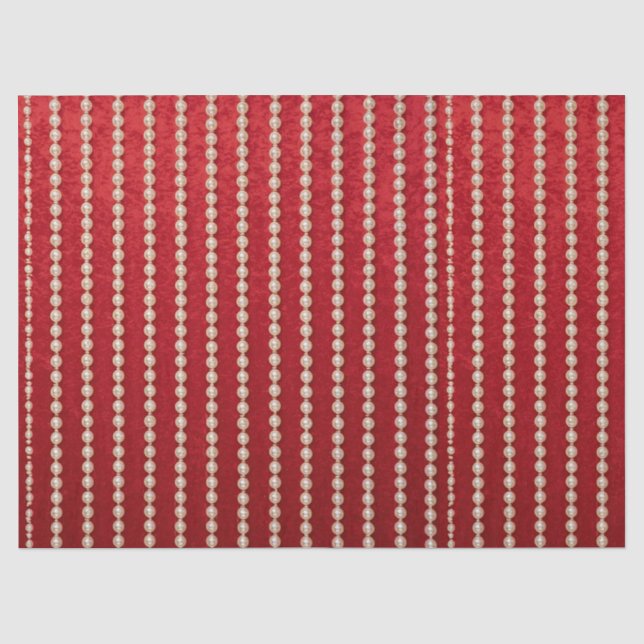 Papel De Seda Perla de aspecto de terciopelo rojo y blanco (Anverso)