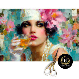 Papel De Seda Perlas y Cócteles Glamour Antiguo Decoupage