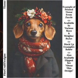 Papel De Seda Perrito Adorable Dachshund con Bufanda Festiva ED9
