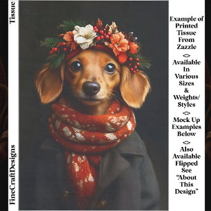 Papel De Seda Perrito Adorable Dachshund con Bufanda Festiva ED9