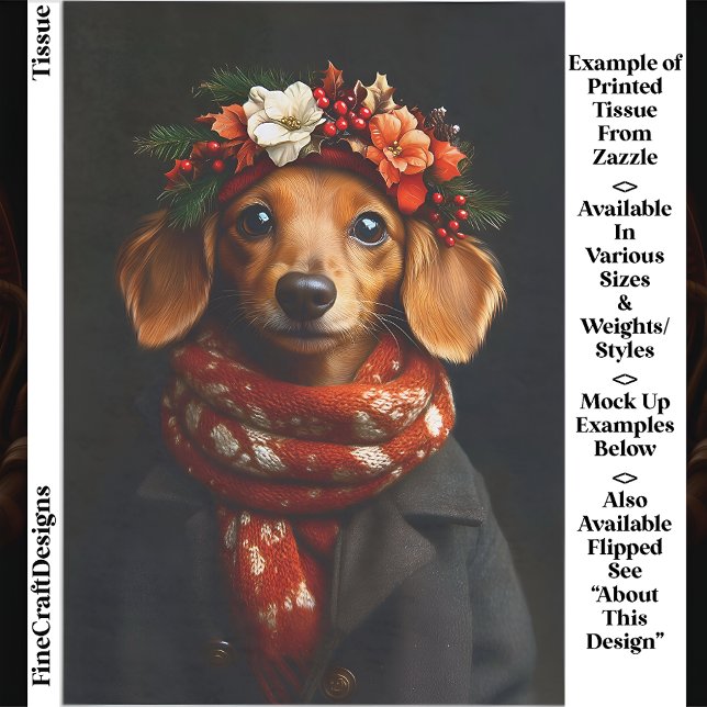 Papel De Seda Perrito Adorable Dachshund con Bufanda Festiva ED9 (Subido por el creador)