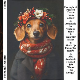Papel De Seda Perrito Adorable Dachshund con Bufanda Festiva ED9