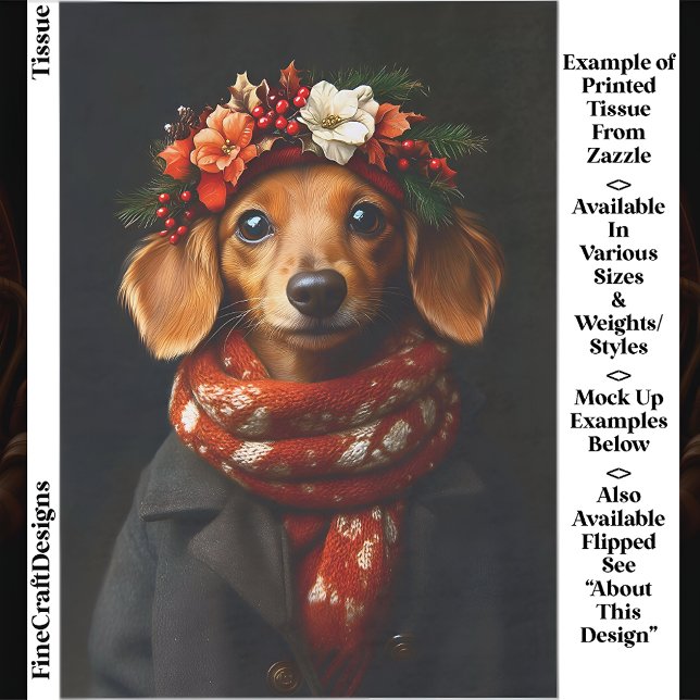 Papel De Seda Perrito Adorable Dachshund con Bufanda Festiva ED9 (Subido por el creador)