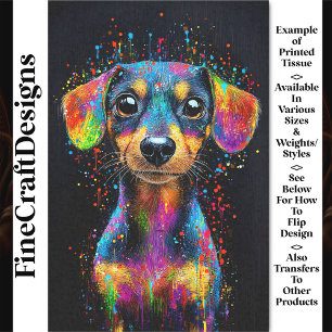 Papel De Seda Perrito Dachshund de Arte Pop Colorido y Lindo AX4