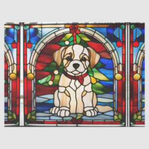 Papel De Seda Perrito de Navidad Vidrio Teñido Falso para Decoup