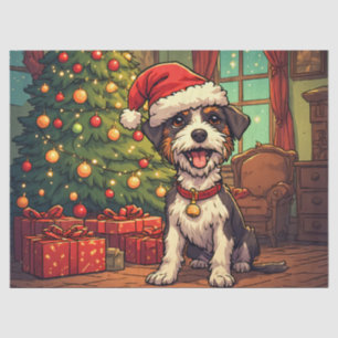 Papel De Seda Perrito Desaliñado Sombrero de Santa Claus Árbol d