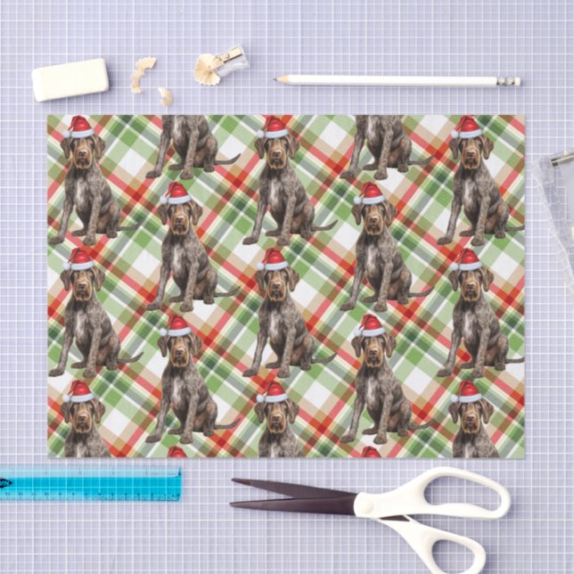 Papel De Seda Perrito Pointer de Pelo Cabeludo Festejo de Navida (Artesanía)